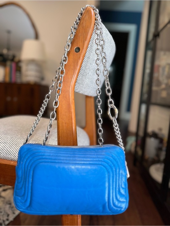 henri bendel Handbags - Henri Bendel NYC Electric Blue Lambskin Double Chain 2 Way Bag | Collector Y2K